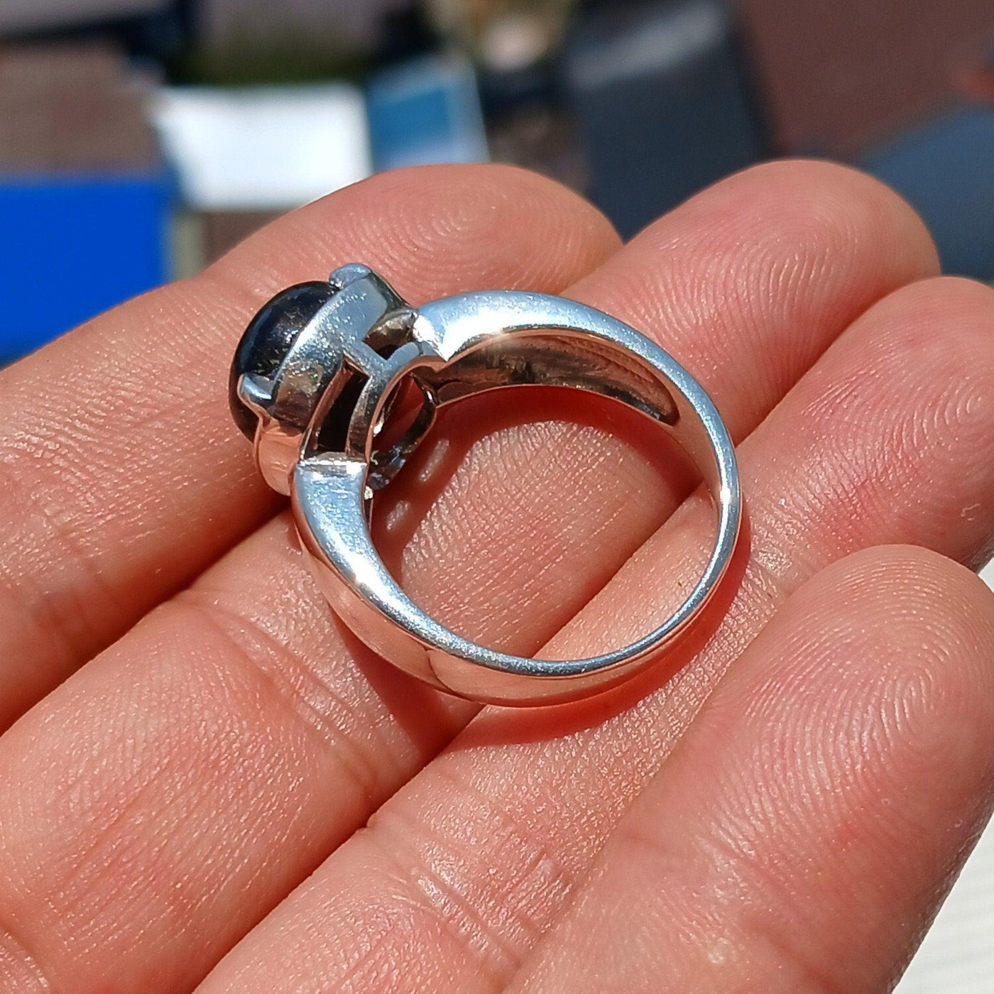 Sterling Silver Labradorite Ring, Solitaire Ring, Men's Silver Ring, Bold Ring, Gift for Him, Sterling Silver Ring, Unique Design, Size 9.5-3