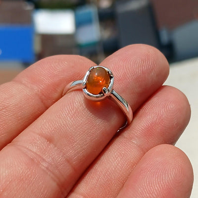 Opal Ring, Gemstone Ring, Sterling Silver Ring, Solitaire Ring, oval shaped Opal - Minimalist Design, handmade silver ring, Gift - Size 8-0