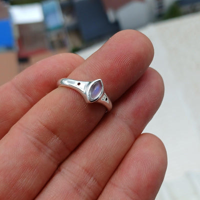 Handmade Moonstone Ring, Moonstone Silver Ring, Marquise Moonstone Ring, Sterling Silver Ring, Marquise Moonstone, Minimalist Ring -Size 7.5-3