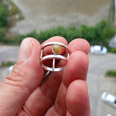 Opal Ring, Gemstone Ring, Sterling Silver Ring, Solitaire Ring, oval shaped Opal - Minimalist Design, Opal silver ring, Gift for Her, Size 6-0