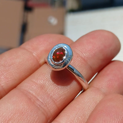 Opal Ring, Gemstone Ring, Sterling Silver Ring, Solitaire Ring, oval shaped Opal Minimalist Design, Opal silver ring, Gift for Her- Size 8.5-0