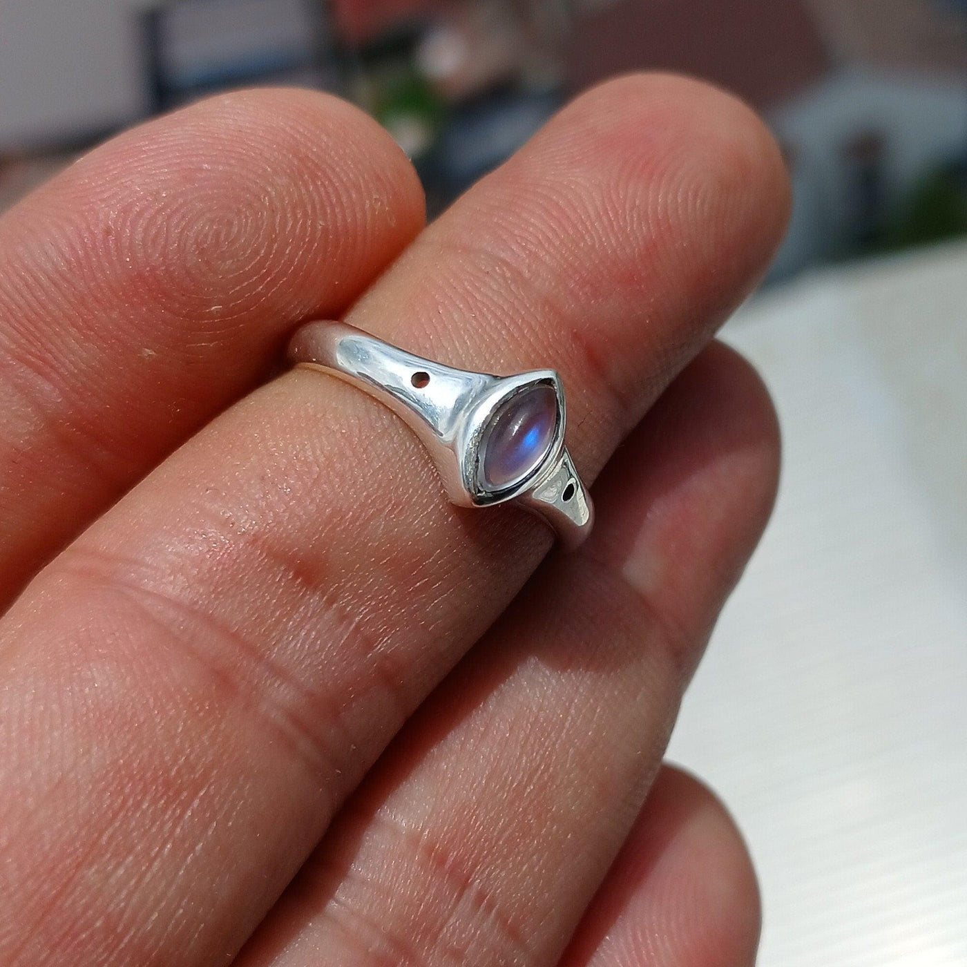 Handmade Moonstone Ring, Moonstone Silver Ring, Marquise Moonstone Ring, Sterling Silver Ring, Marquise Moonstone, Minimalist Ring -Size 7.5-1