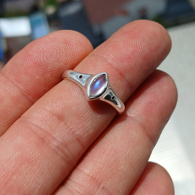 Handmade Moonstone Ring, Moonstone Silver Ring, Marquise Moonstone Ring, Sterling Silver Ring, Marquise Moonstone, Minimalist Ring -Size 7.5-0