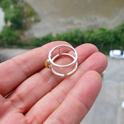 Opal Ring, Gemstone Ring, Sterling Silver Ring, Solitaire Ring, oval shaped Opal - Minimalist Design, Opal silver ring, Gift for Her, Size 6-3
