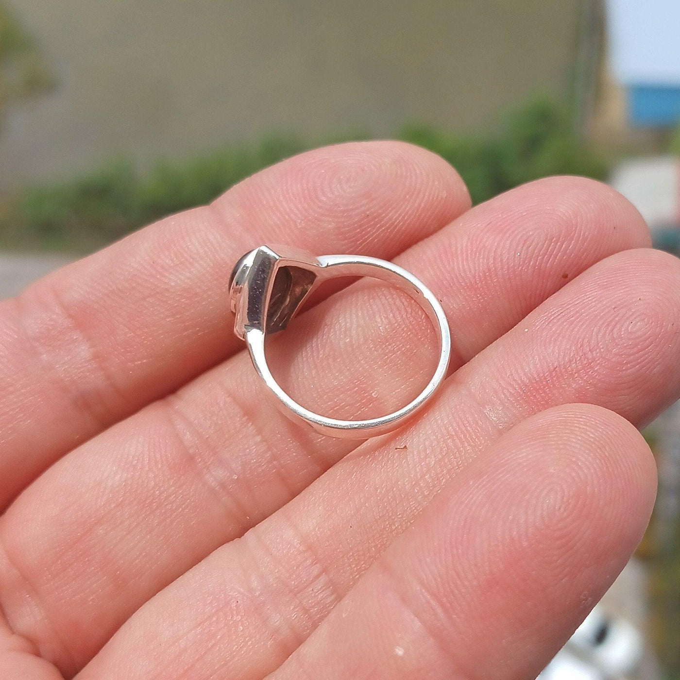Black Star Sapphire Ring, Sterling Silver Ring, Diamond shaped Ring, Black Sapphire Ring, Gift for Her, Star Sapphire Ring - size 6.5-1