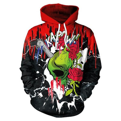 New Fashion Punk Red Flower 3D Sweatshirts Women Men-0
