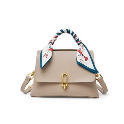 Structured Apricot Satchel with Scarf-0
