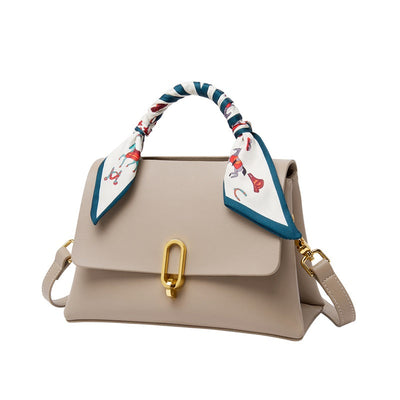 Structured Apricot Satchel with Scarf-1