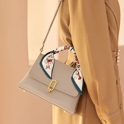 Structured Apricot Satchel with Scarf-4